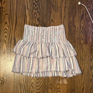 SHEIN Cream Bubble Mini Skirt with Smocked Tiered Design